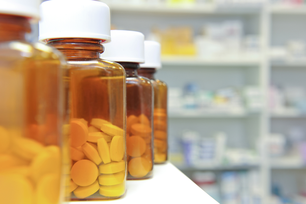 Row of pill bottles